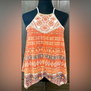 Rewind sleeveless southwestern/lace top - Size Small